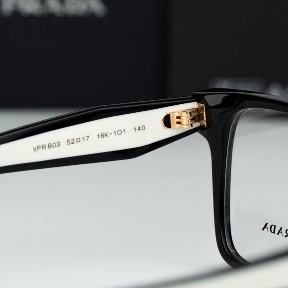 Prada Women Eyeglasses Black Demo Square PRB03V 16K1O1 NEW AUTHENTIC - Picture 6 of 8